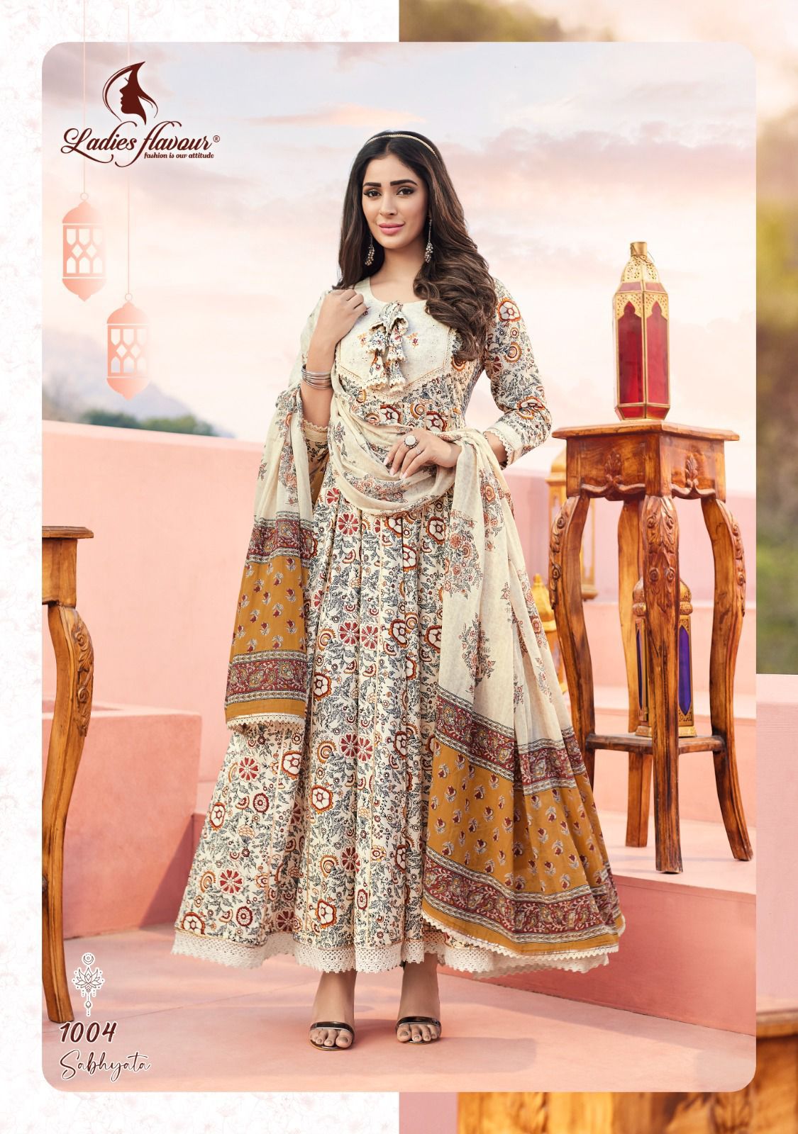 Sabhyata By Ladies Flavour Dupatta With Gown Catalog